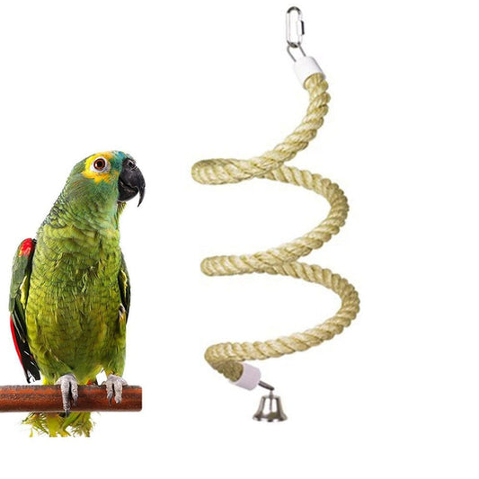Meidiya Bird Spiral Rope Perch,Cotton Parrot Swing Bungee Bird Climbing Standing Toys with Bell Cage Accessories for Parrots Birds