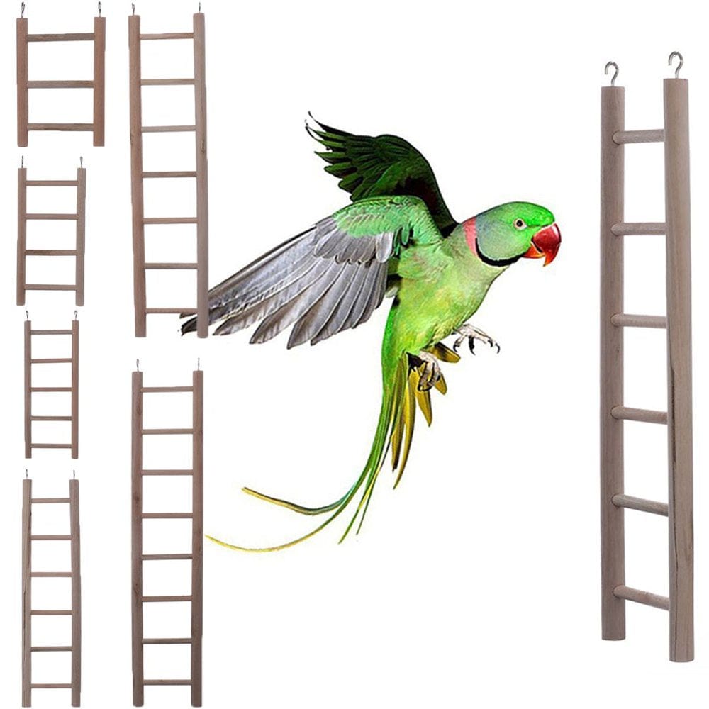 Meidiya Wooden Ladder for Bird Parrot Ladder Cage Accessories Climbing Toy Birdie Basics Hanging Ladder(3/4/5/6/7/8 Step)