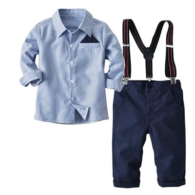 Clothing Boys / 4T / China 2-7T Boys 2 Pcs Clothing Set For Boys Kids Striped Costume 2019 Autumn Long Sleeves Shirt Children Suspender Trouser Set