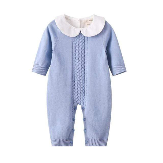 Girl's Clothing Sky Blue / 6M Peter Pan Collar Knit Romper