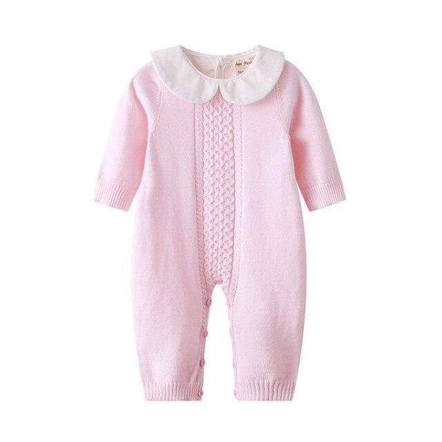 Girl's Clothing Pink / 6M Peter Pan Collar Knit Romper