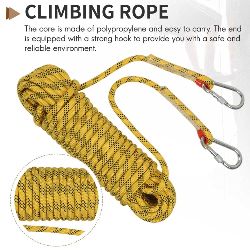 Outdoor Rock Climbing Rope 20M Outdoor Climbing Rope Diameter 12Mm Outdoor Hiking Accessories High Strength Rope Safety Rope Lifeline Hiking Accessories Yellow