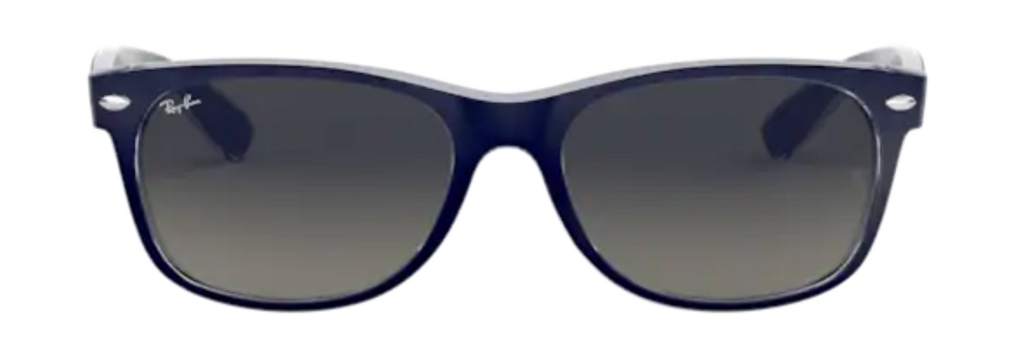 ray ban 2132 new wayfarer sunglasses UV protection trendy modern funky iconic unisex plastic acetate trendy uv400 protection navy blue transparent grey gradient lenses
