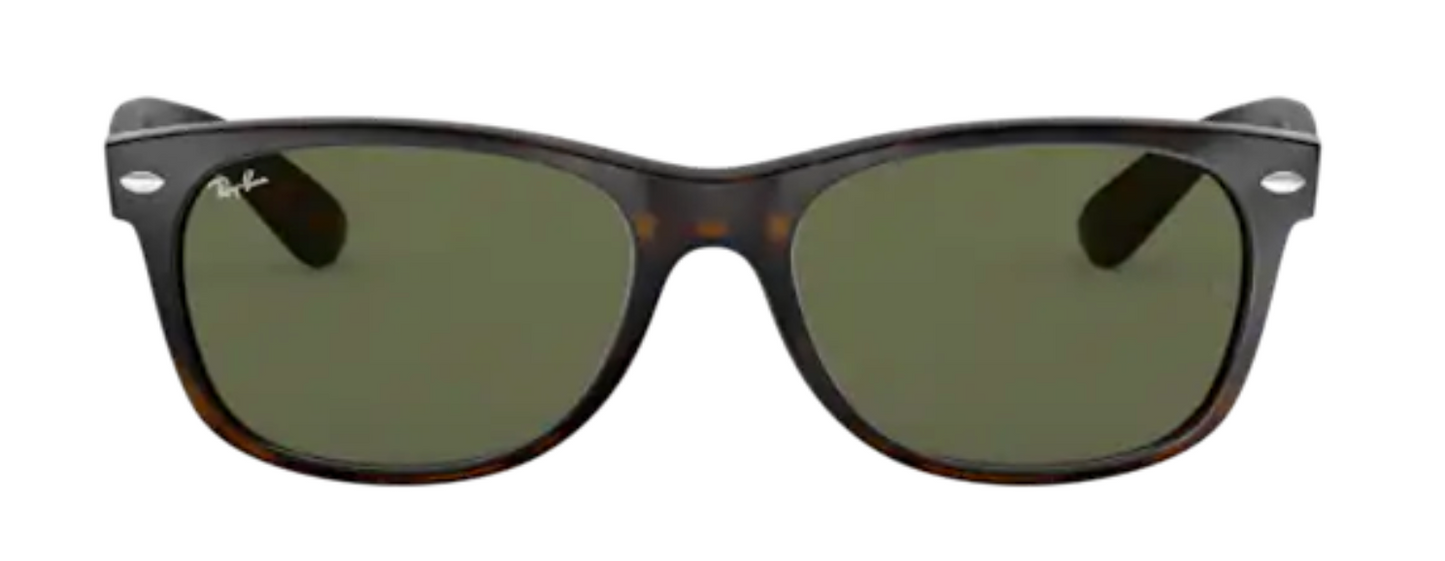 ray ban 2132 new wayfarer brown tortoise g15 green lens 902 sunglasses gradient brown tinted lens UV protection trendy modern funky iconic front view