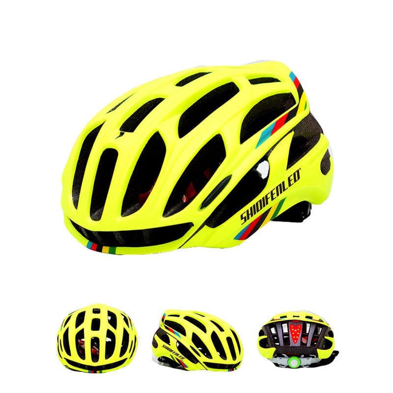 Seyurigaoka Adult Bike Helmet with Light, Lightweight Adjustable Road Mountain Bicycle Helmet for Men