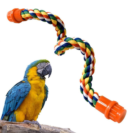 SPRING PARK 40/55/80Cm Bird Spiral Cotton Rope Perches Parrots Chewing Bungee African Grey Cage Toys Swing Birdcage Accessories Parakeet Climbing Chew Toy