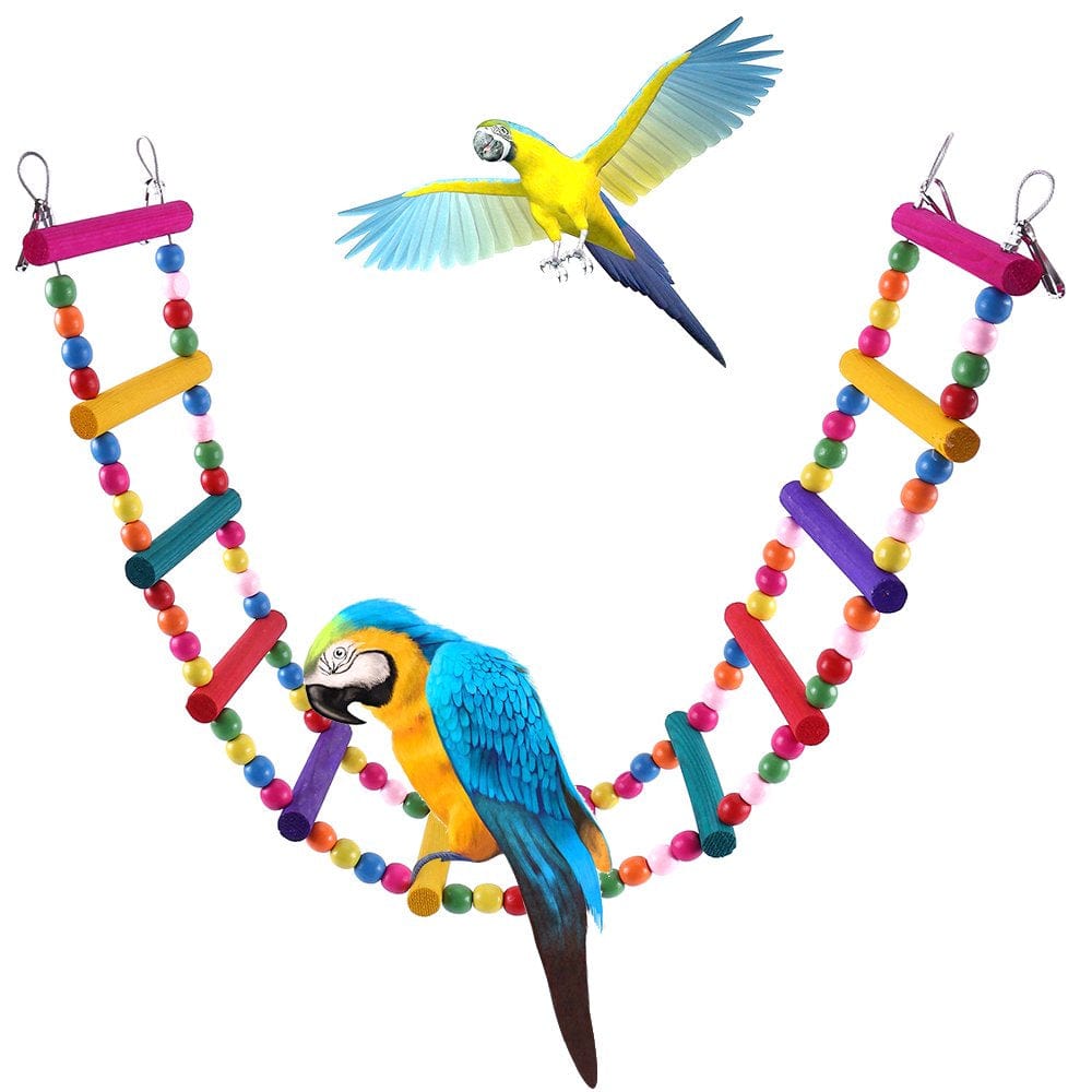 THREN 80Cm Parrot Climbing Ladder Toy Swing Chewing Wooden Climbing Ladder Hanging Bird Cage Accessories Hammock Small Parrot Swing Toy