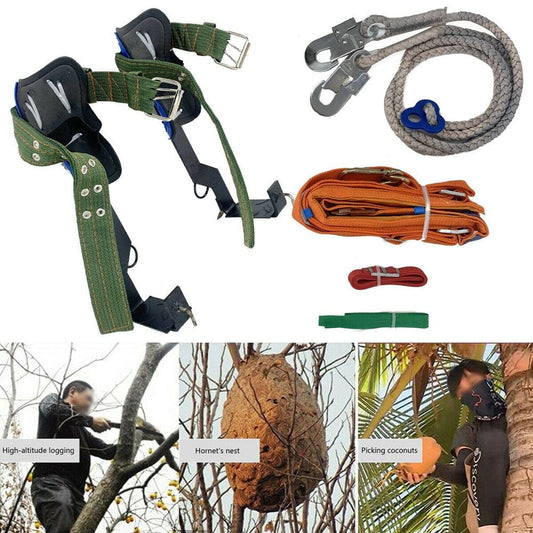 Tree Climbing Spike Set 2 Gears Safety Belt Adjustable Rope Lanyard Rescue Belt