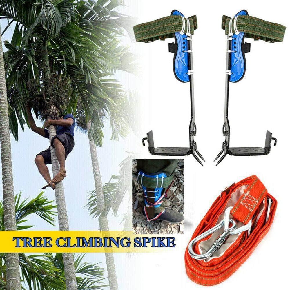 Tree Climbing Spikes 2 Gears Pole Climbing Tool Strap Rope Adjustable Safety Rescue Harness Belt and Foot Buckle