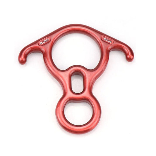 Tureclos Rock Climbing Descender Camping Downhill 8-13Mm Rope Rappelling Ring Hook with Ear Aluminum Alloy Safety Rescue Protector Red