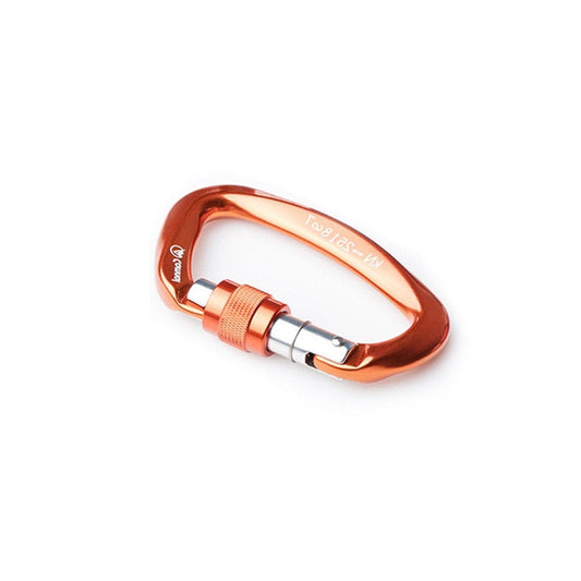 Unbranded Safety Carabiner Sturdy Climbing Equipment Locking Accessories D-Shaped Outdoor Sport Tool Protective Buckle for Body Protecting Orange
