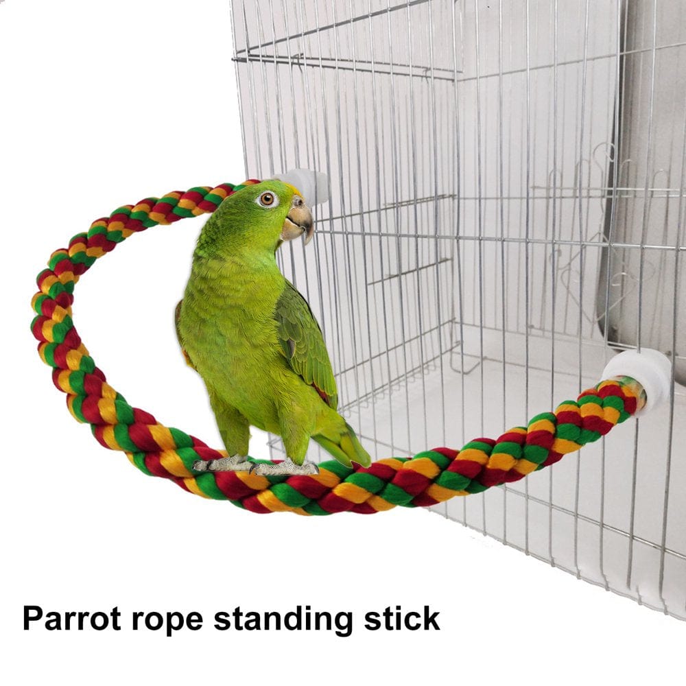 Visland Bird Stand Perch, Cotton Rope Bite Resistant Safe Durable Paw Grinding Climbing Pet Standing Stick Cage Accessories for Parrots Parakeets Cockatiels Lovebirds Sun Conures Caique African Grey