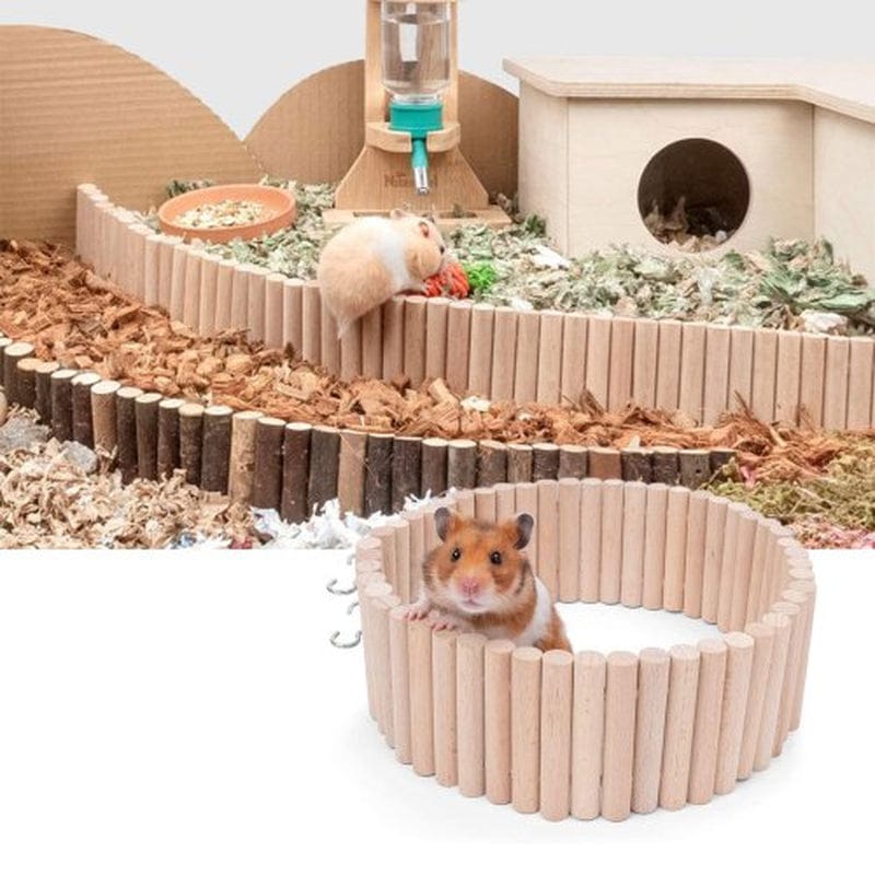 Visland Wooden Hamster Suspension Ladder Bridge,Bendable Long Climbing Ladders Pet Cage Toy Accessories Hideout Natural Chew Balls for Mouse Chipmunk and Other Small Animals