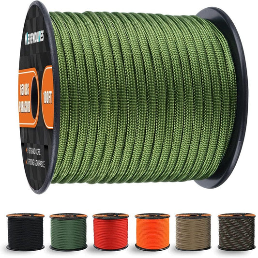 WEREWOLVES 650Lb Paracord/Parachute Cord - 9 Strand Paracord Rope - 100Feet Spools of Parachute Cord, Type III Paracord for Camping, Hiking and Survival