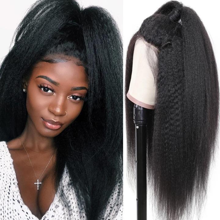 HD Transparent Lace Frontal Kinky Straight Human Hair Wigs
